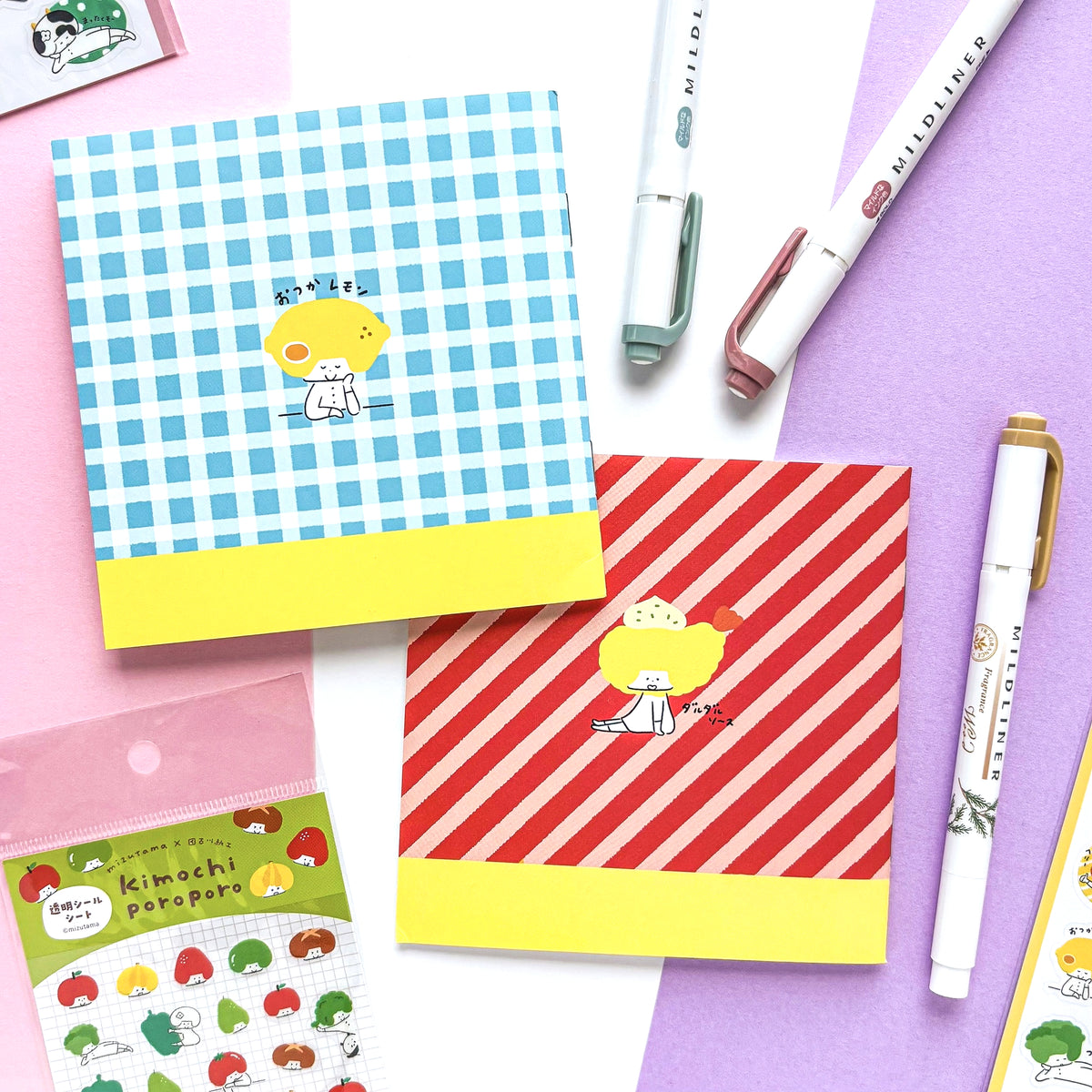 [Limited Edition] mizutama / Square Notebook Set - Vegetable & Restaurant (2 notebooks)