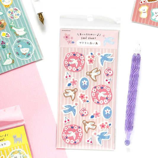 [Spring Limited] Furukawa Paper / Stickers - Cherry Blossom & Bird