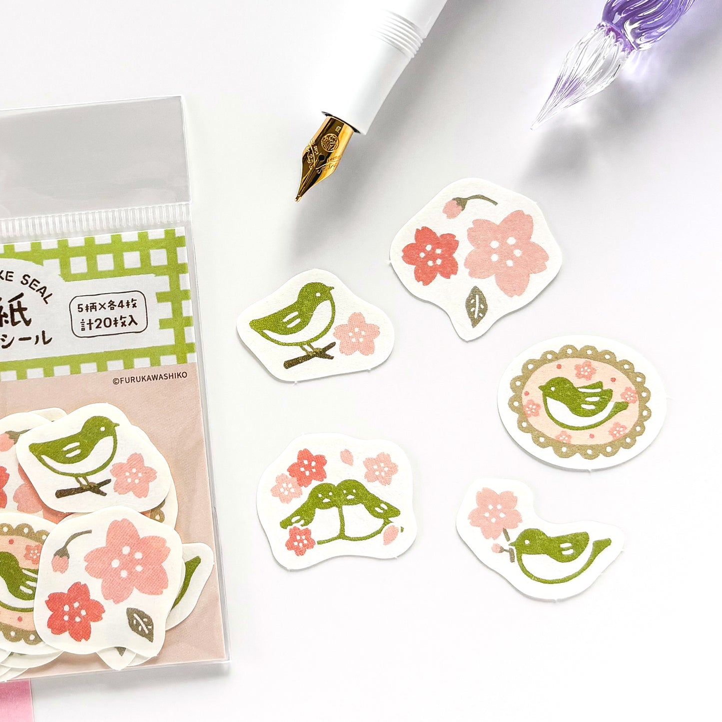 [Spring Limited] Furukawa Paper / Flake Stickers - Bird