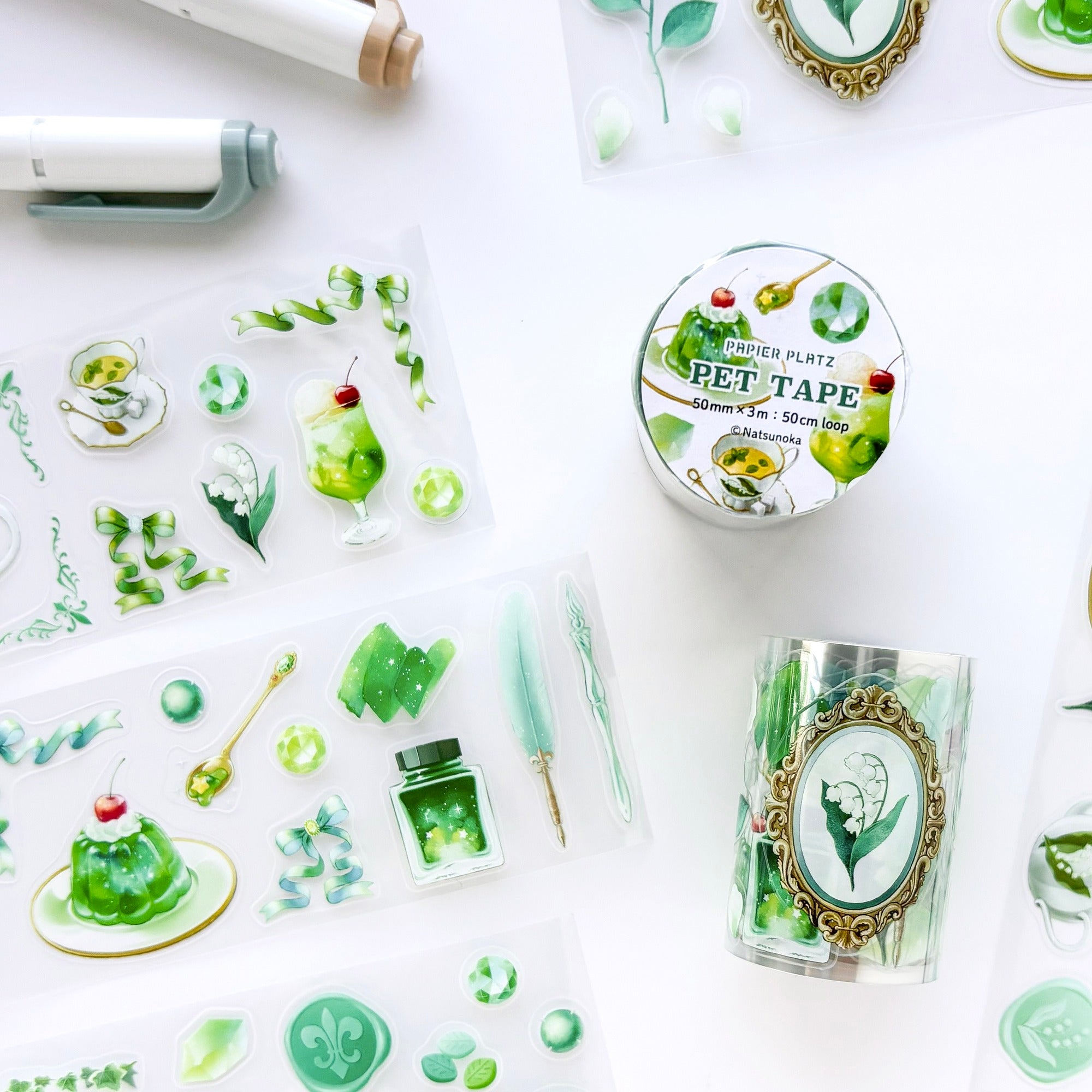 Natsunoka / Clear Roll Stickers - Deep Green World