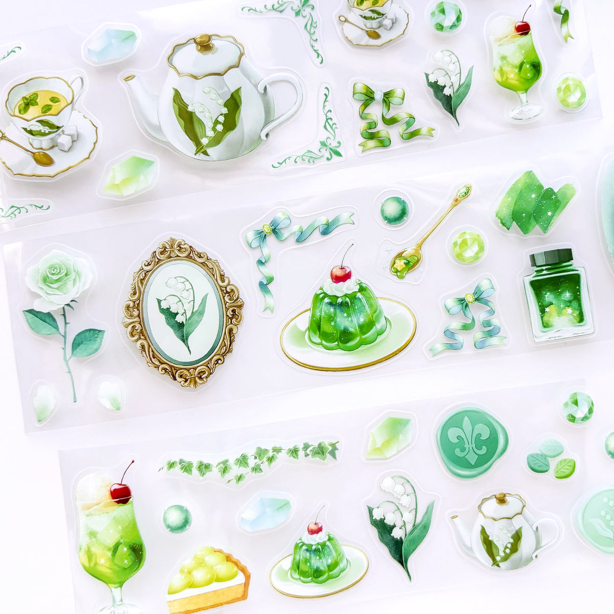 Natsunoka / Clear Roll Stickers - Deep Green World