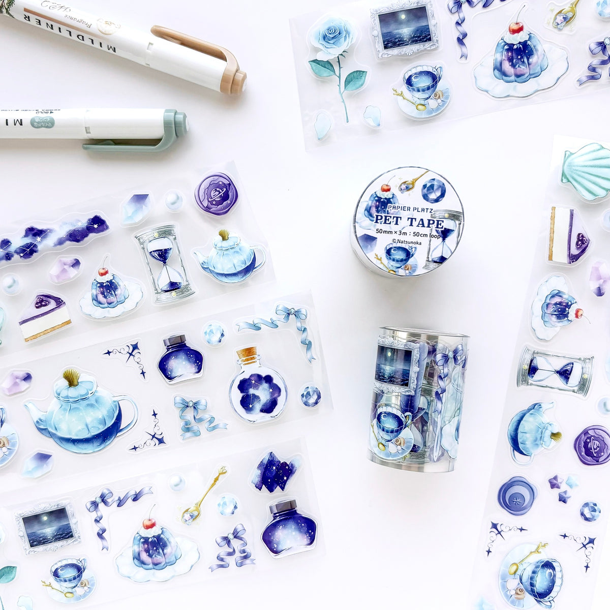 Natsunoka / Clear Roll Stickers - Deep Blue World