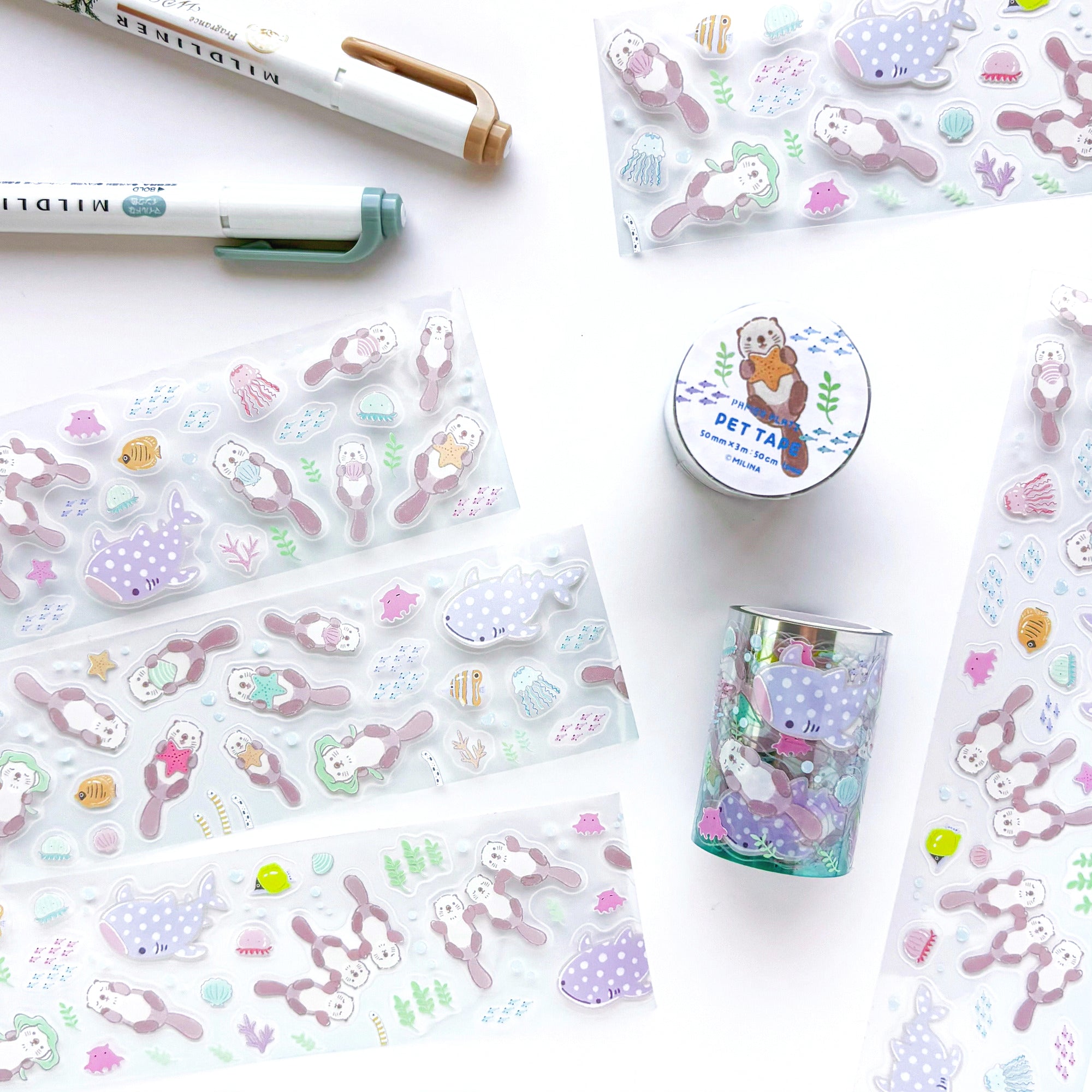 MILINA / Clear Roll Stickers - Love Sea Otter