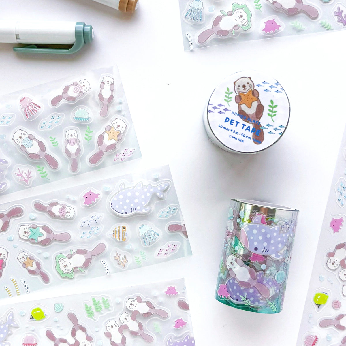 MILINA / Clear Roll Stickers - Love Sea Otter