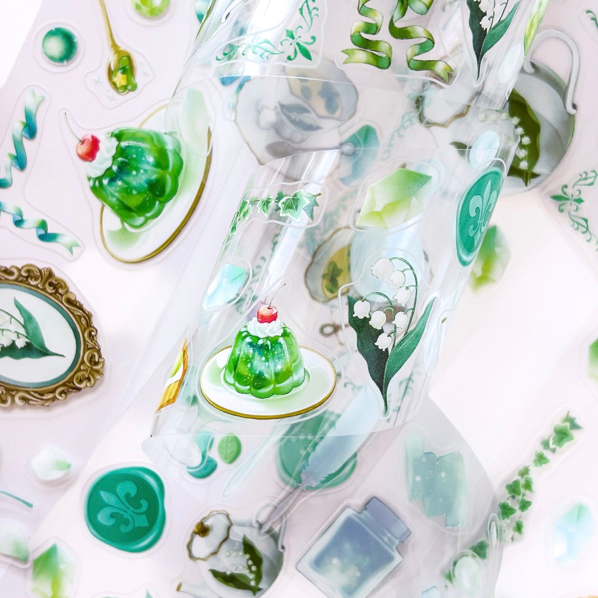 Natsunoka / Clear Roll Stickers - Deep Green World