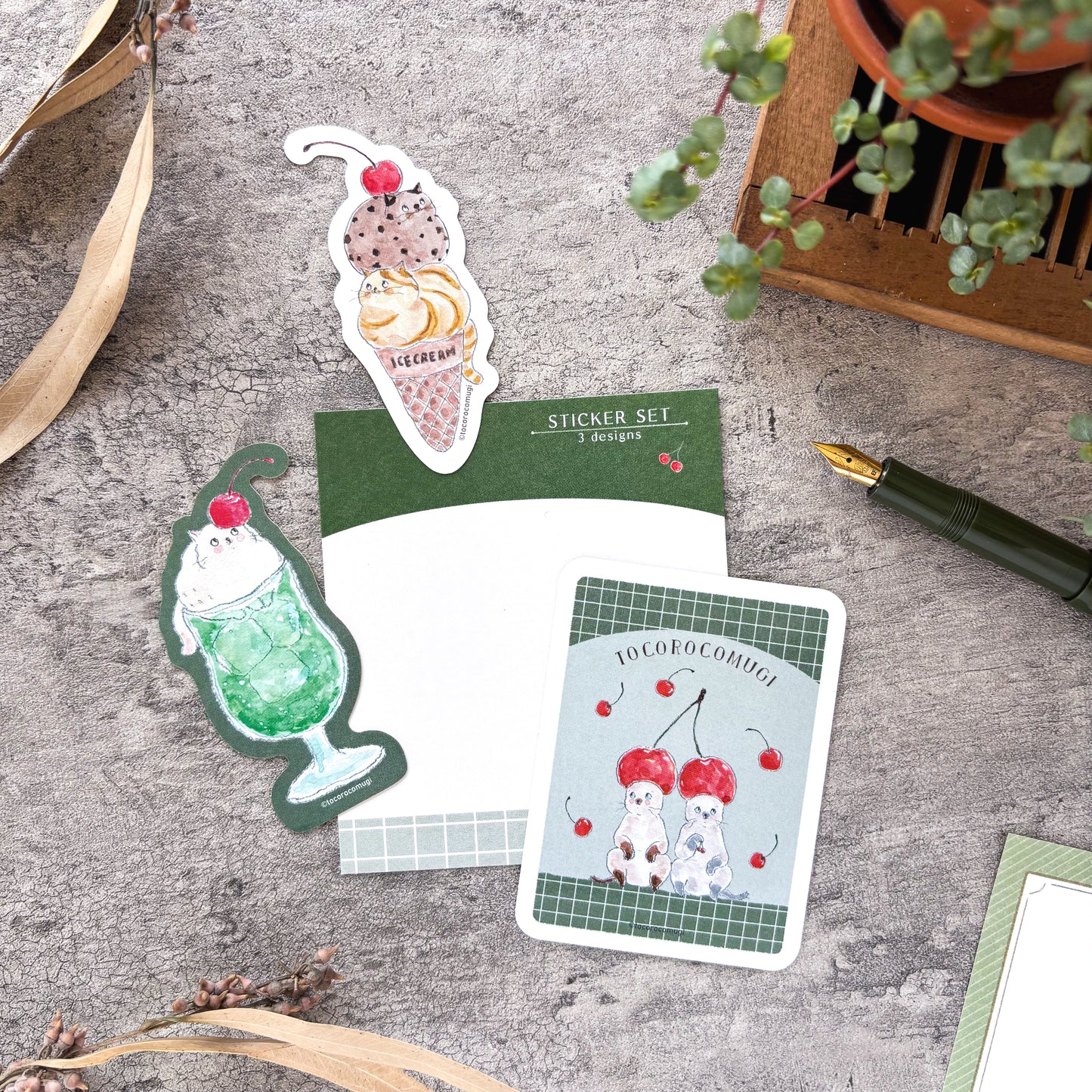 【数量限定】トコロコムギ / ステッカー（３柄セット）「喫茶トコロコムギ」