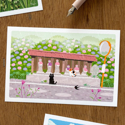 Toshinori Mori / Traveling Cat Postcard - Summer / Rainy Day