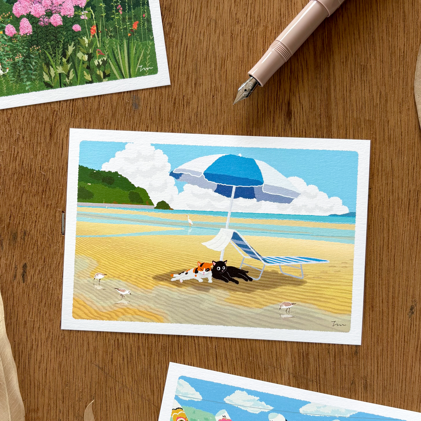 Toshinori Mori / Traveling Cat Postcard - Summer / Beach