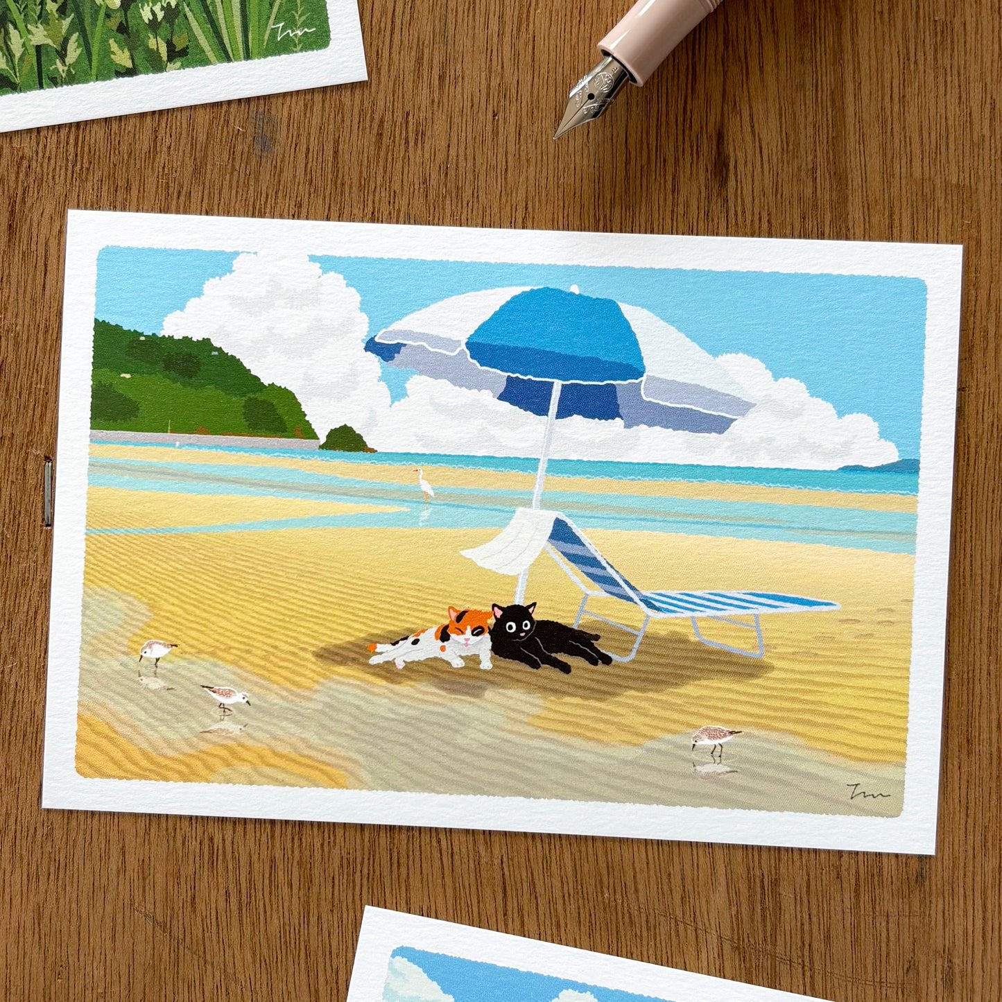 Toshinori Mori / Traveling Cat Postcard - Summer / Beach