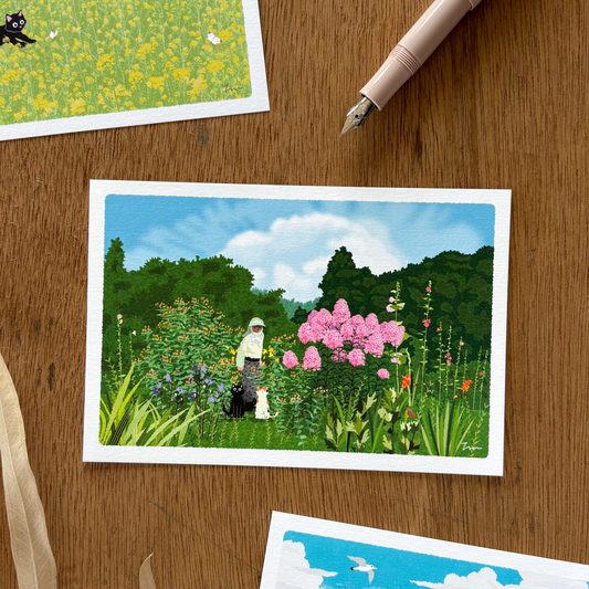 Toshinori Mori / Traveling Cat Postcard - Summer / Farm