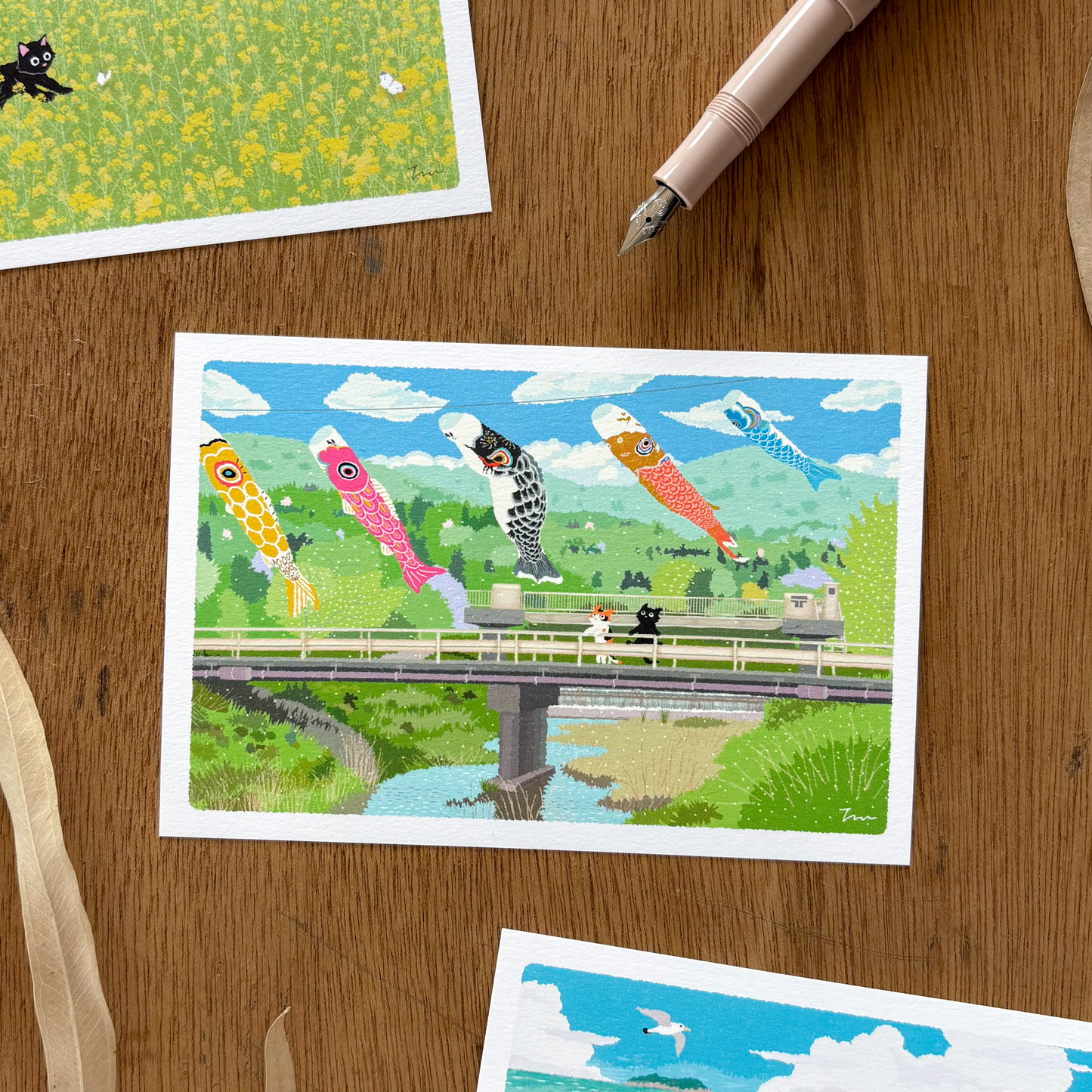 Toshinori Mori / Traveling Cat Postcard - Spring / Golden Week