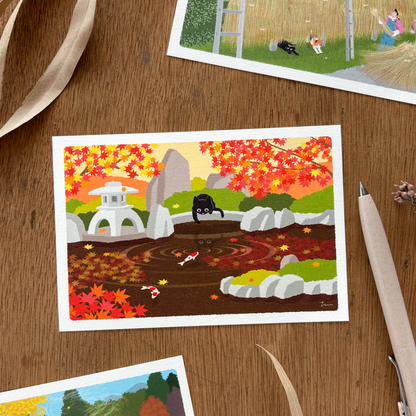 Toshinori Mori / Traveling Cat Postcard - Autumn / Who are you?