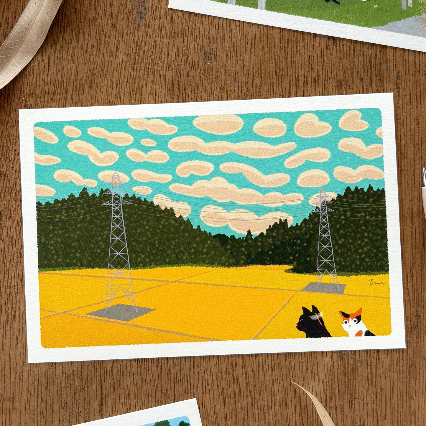 Toshinori Mori / Traveling Cat Postcard - Autumn / Rice Field