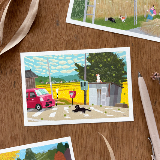 Toshinori Mori / Traveling Cat Postcard - Autumn / Cozy Afternoon