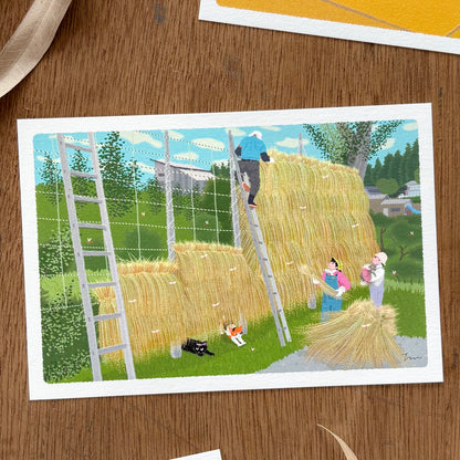 Toshinori Mori / Traveling Cat Postcard - Autumn / Harvest