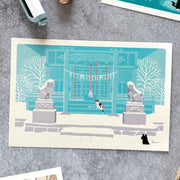 Toshinori Mori / Traveling Cat Postcard - Winter / Snowy Day