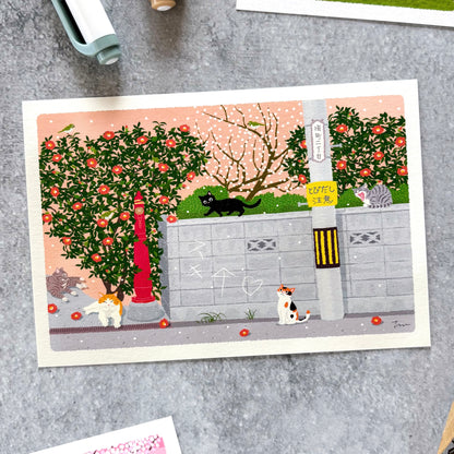 Toshinori Mori / Traveling Cat Postcard - Winter / Meet Up