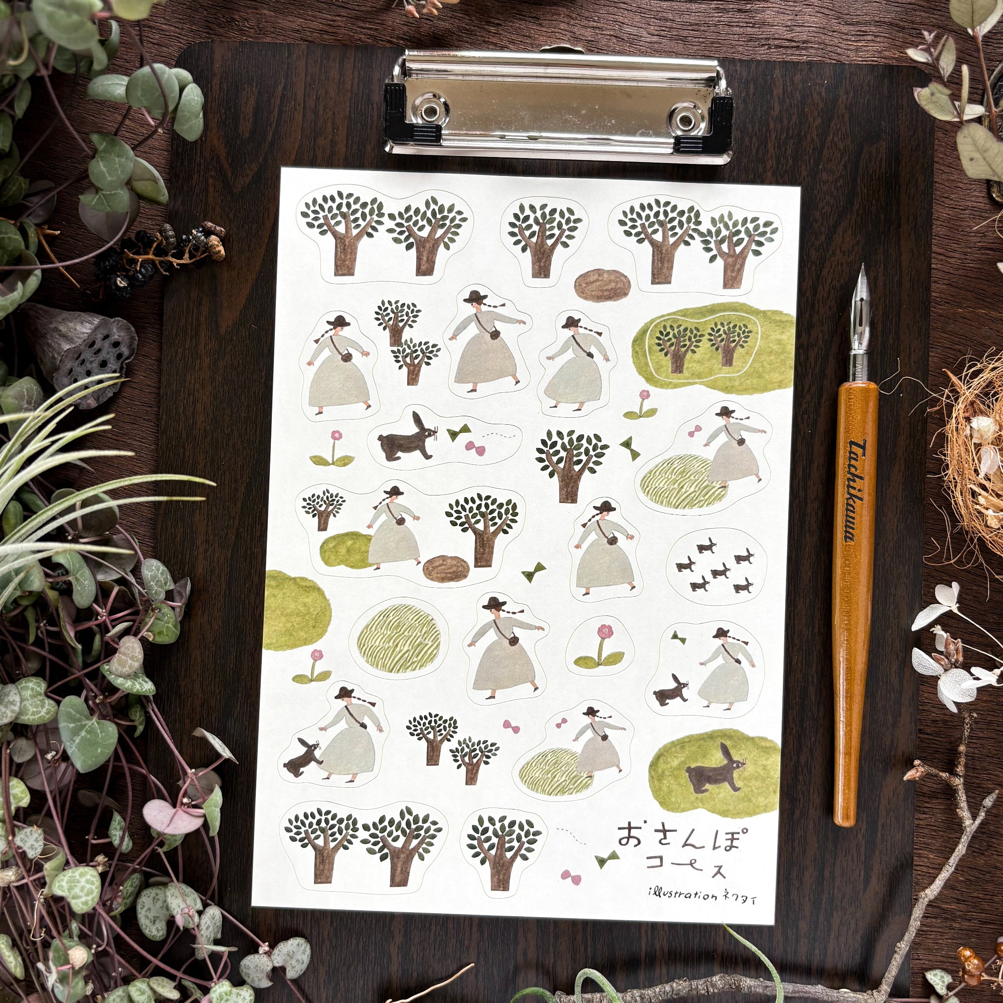 Necktie / Stickers - Walking (A5 size)