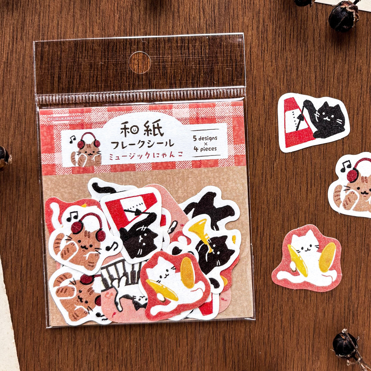 Furukawa Paper / Flake Stickers - Happy Autumn Cats