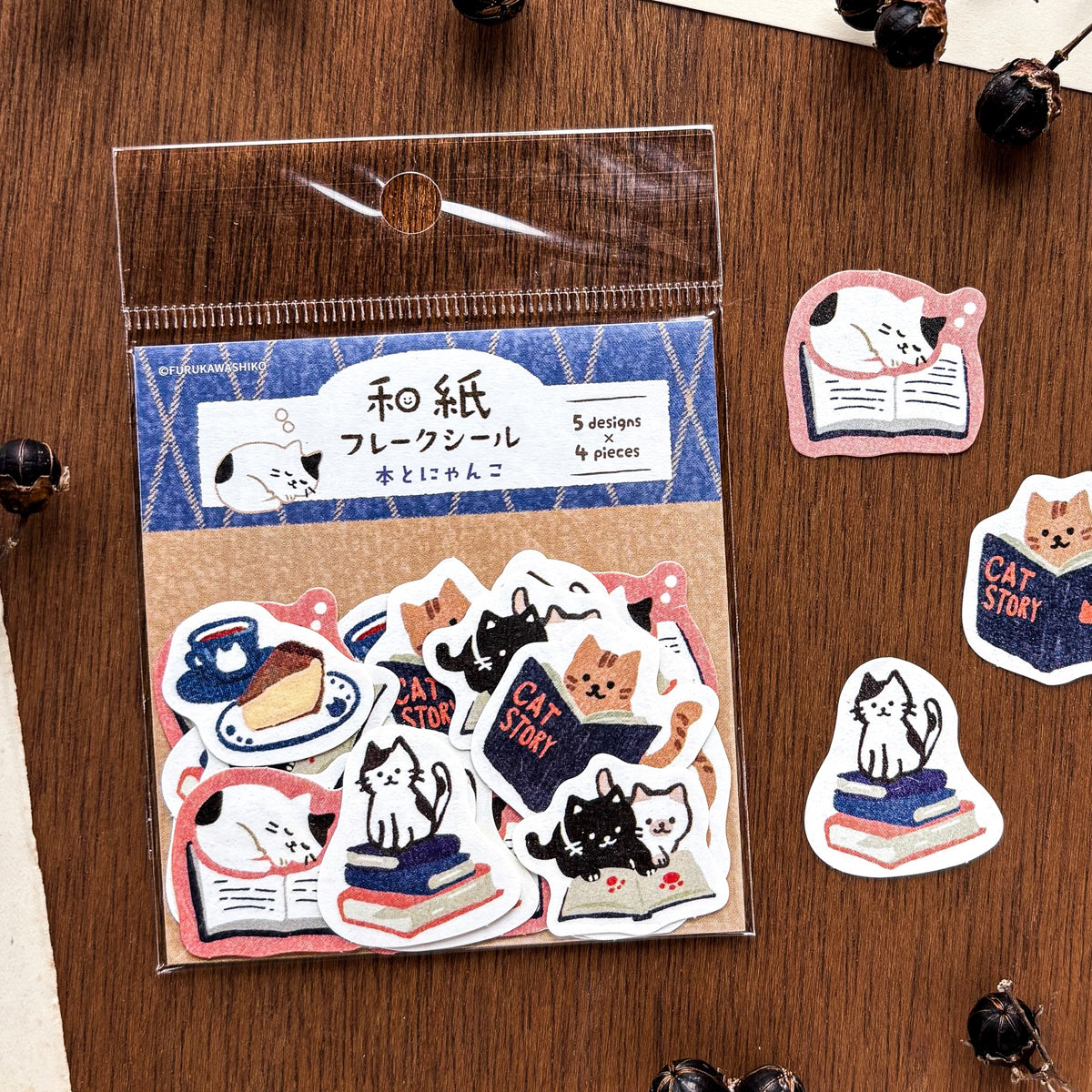 Furukawa Paper / Flake Stickers - Happy Autumn Cats