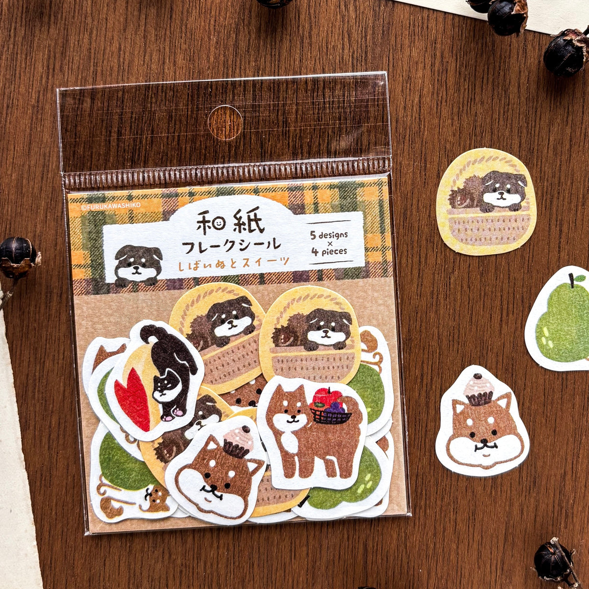 Furukawa Paper / Flake Stickers - Happy Autumn Dogs