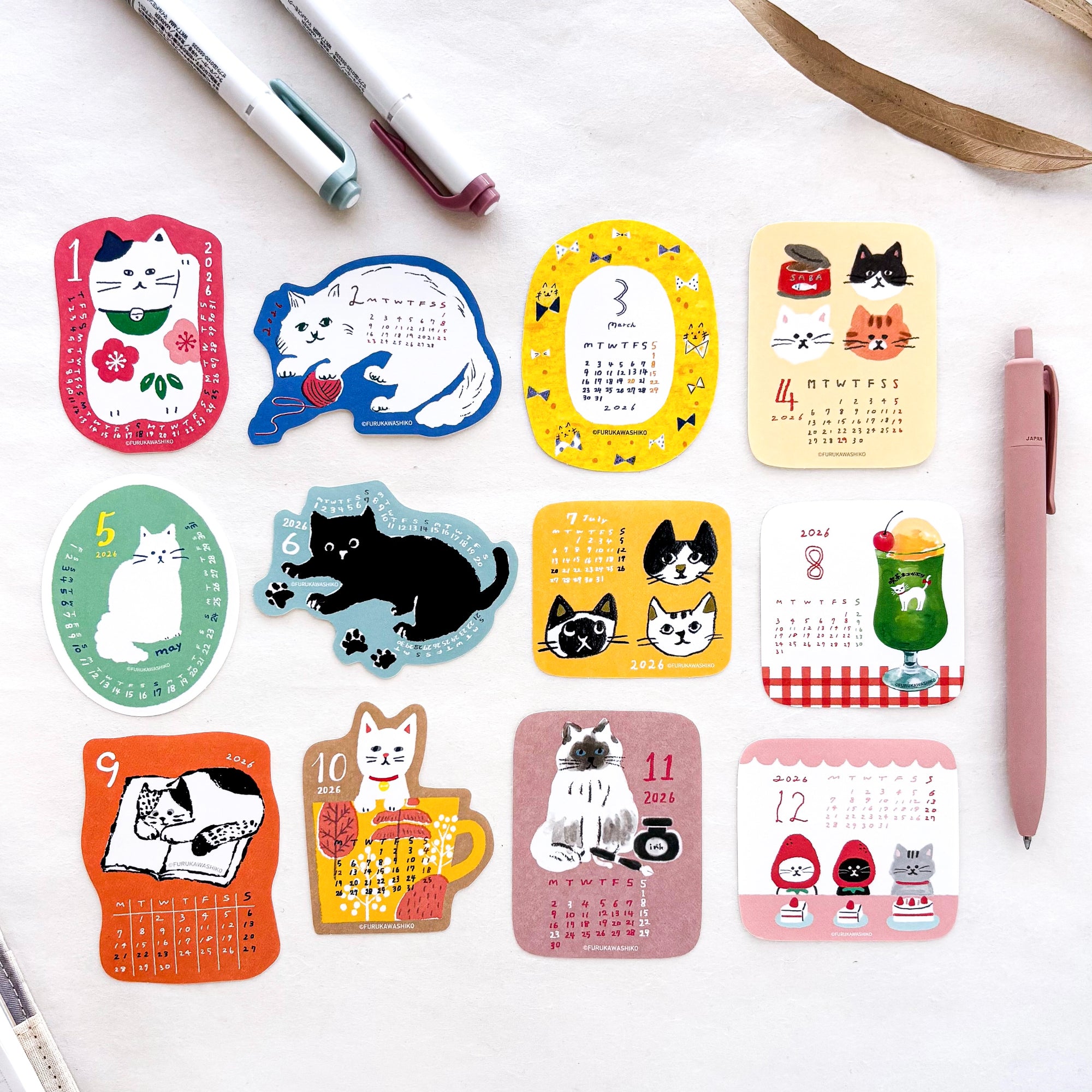 [SALE] Furukawa Paper / 2026 Calendar Sticker Set - Cat