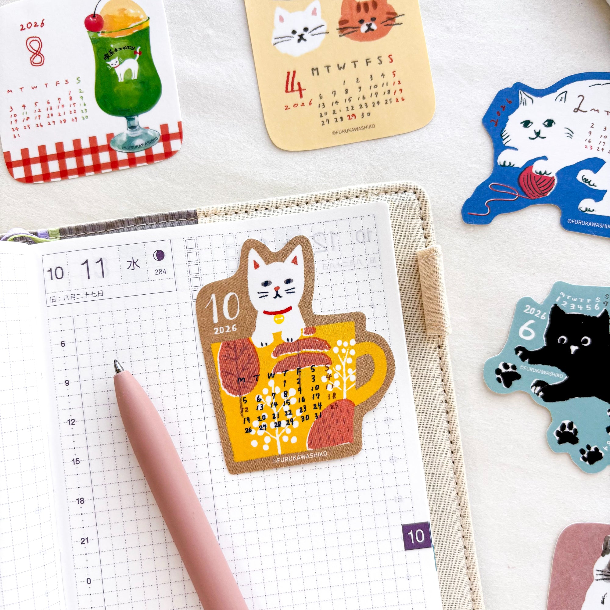 [SALE] Furukawa Paper / 2026 Calendar Sticker Set - Cat