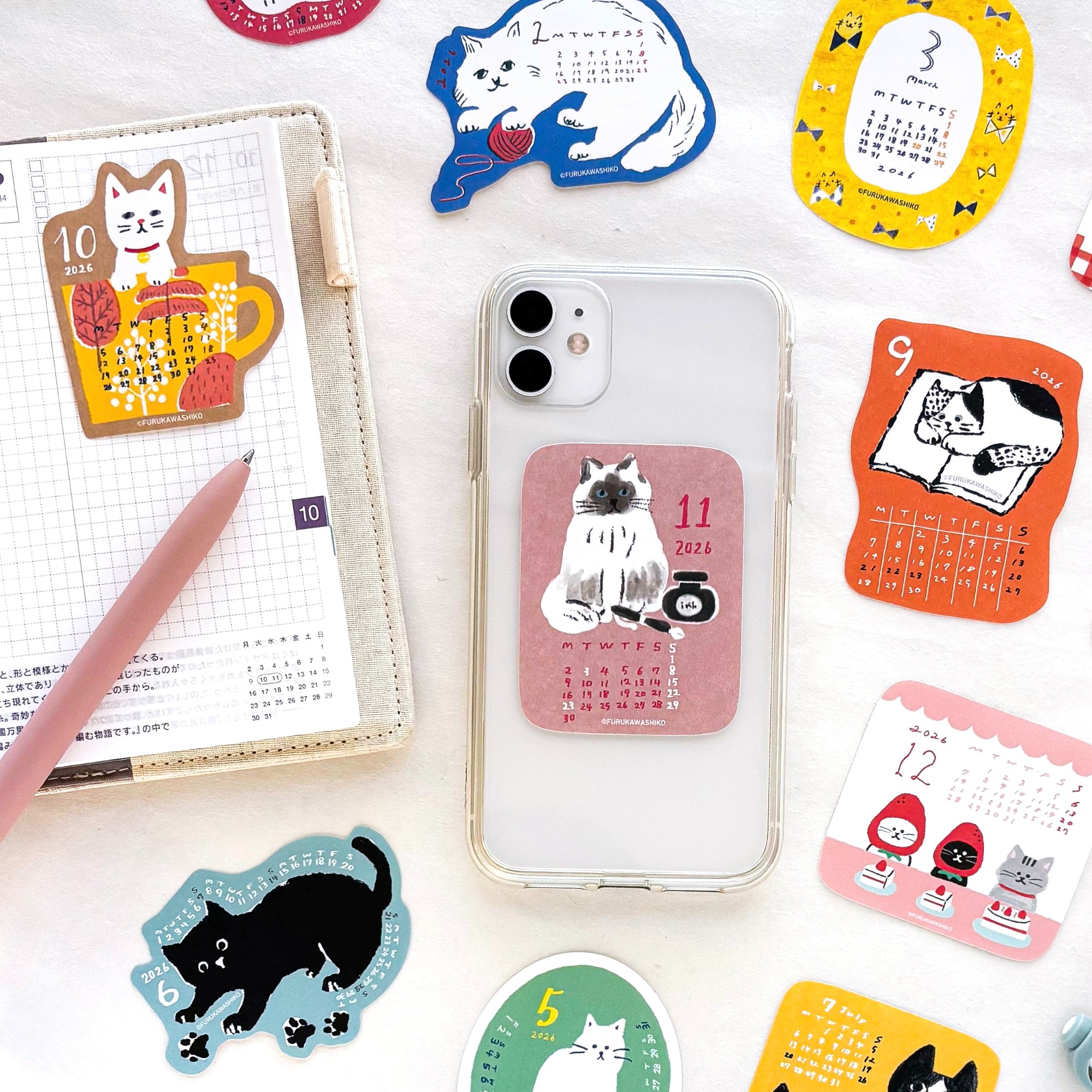 [SALE] Furukawa Paper / 2026 Calendar Sticker Set - Cat