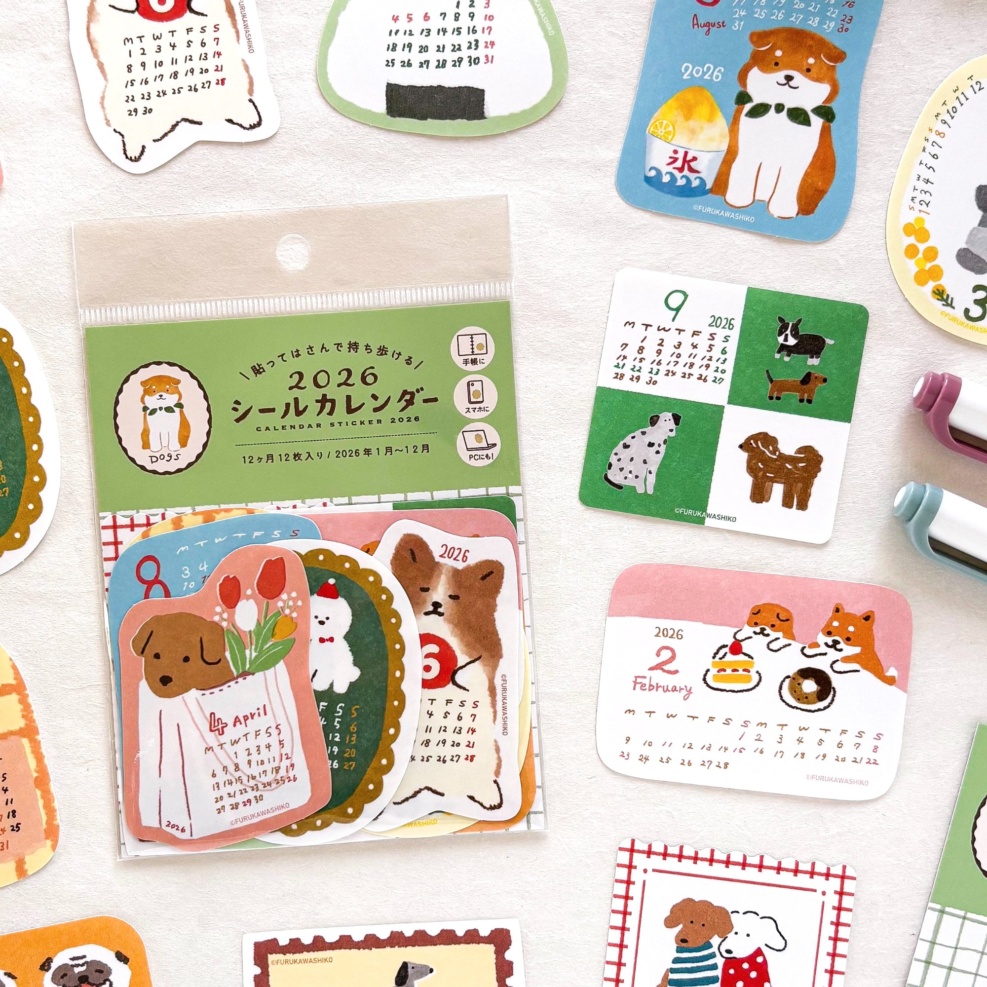 [SALE] Furukawa Paper / 2026 Calendar Sticker Set - Dog
