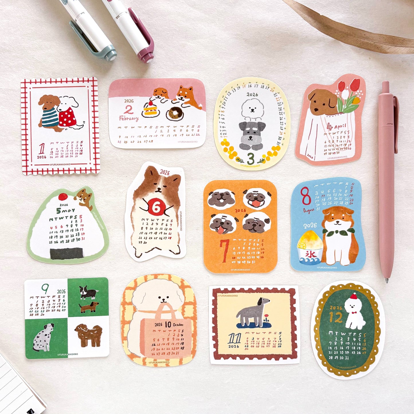 Furukawa Paper / 2026 Calendar Sticker Set - Dog