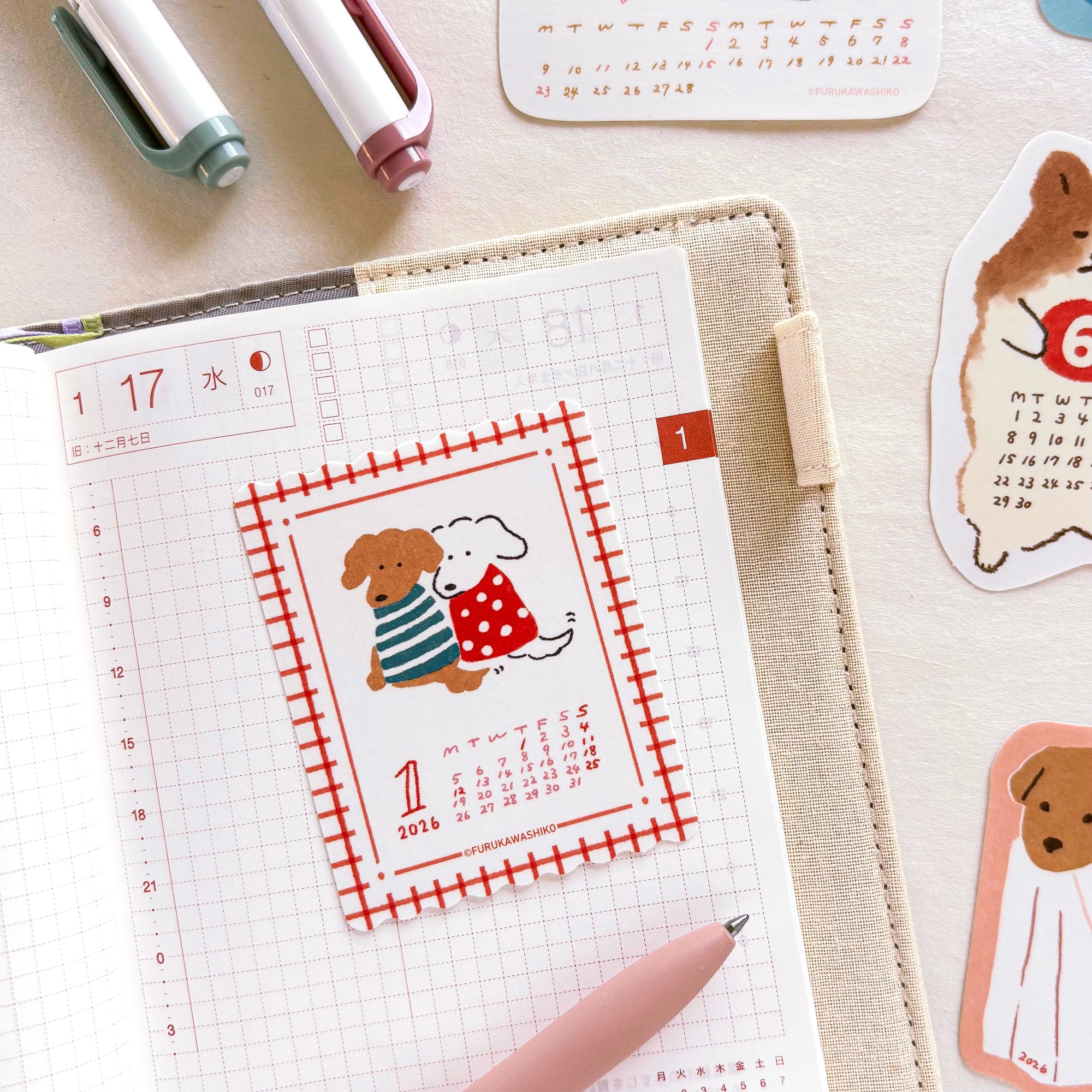 [SALE] Furukawa Paper / 2026 Calendar Sticker Set - Dog
