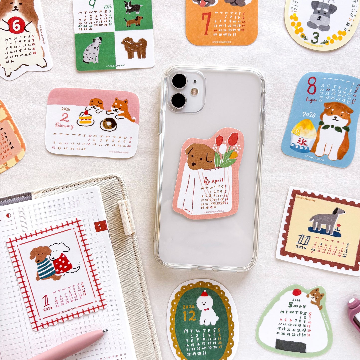 Furukawa Paper / 2026 Calendar Sticker Set - Dog