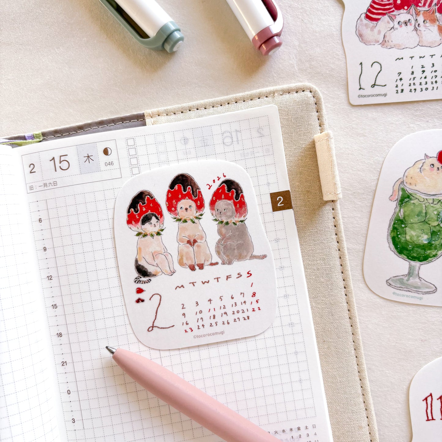 Tocorocomugi / 2026 Calendar Sticker Set
