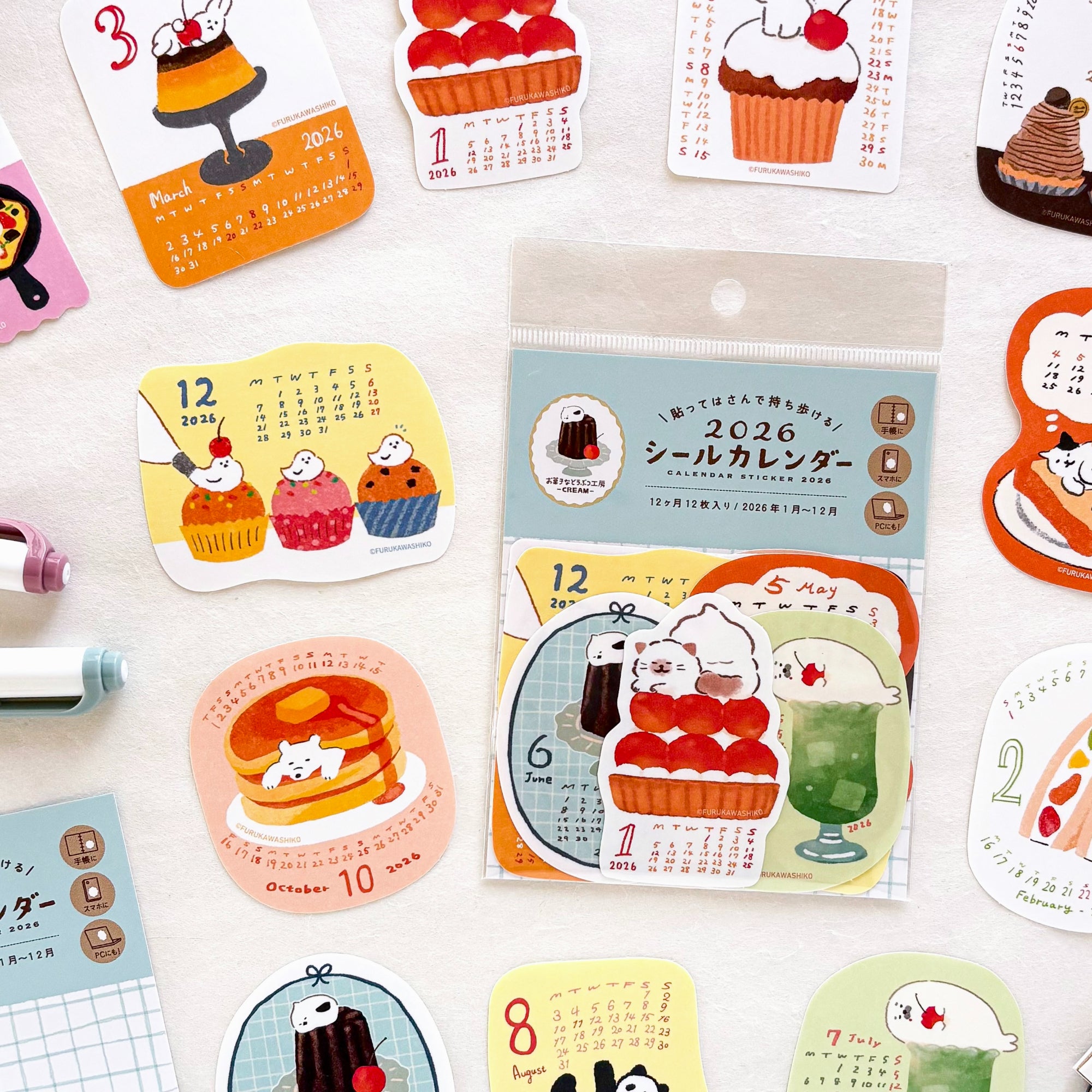 [SALE] Furukawa Paper / 2026 Calendar Sticker Set - Animal Sweets