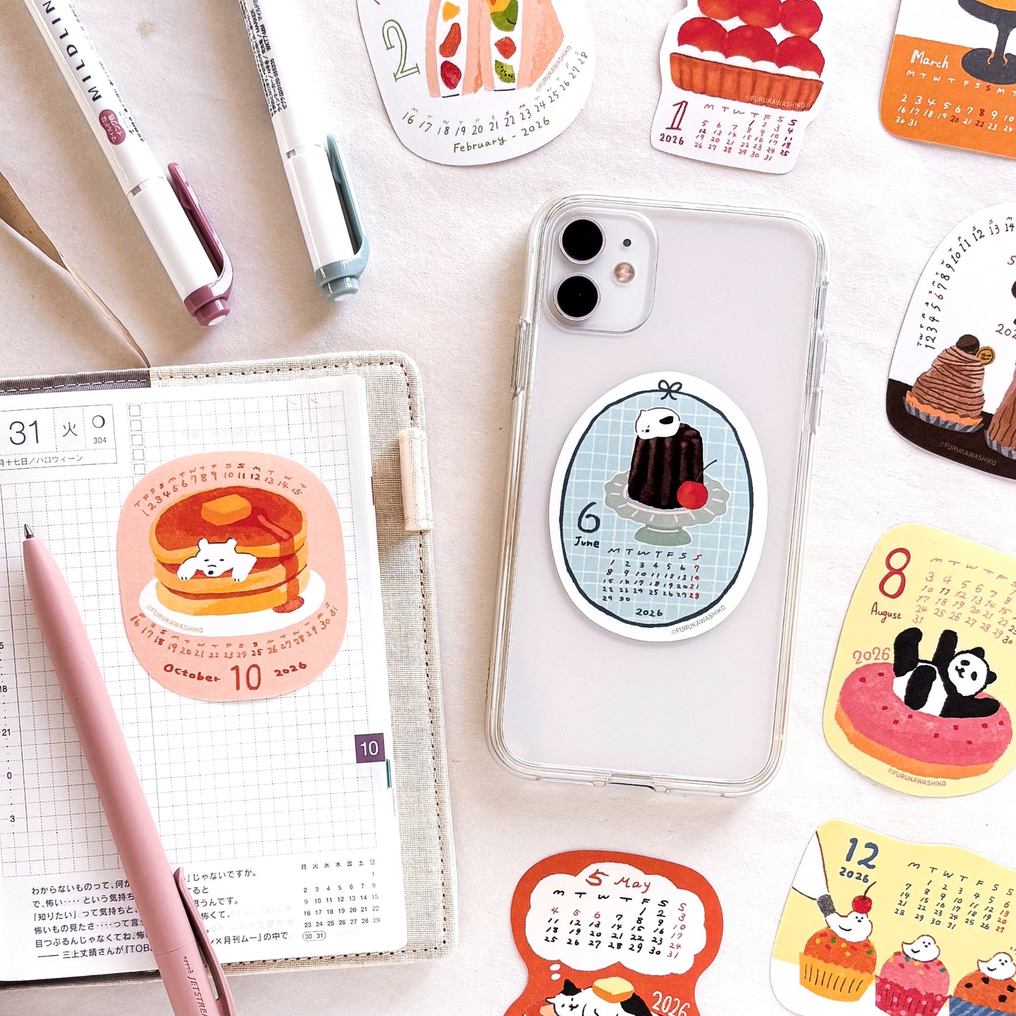 Furukawa Paper / 2026 Calendar Sticker Set - Animal Sweets