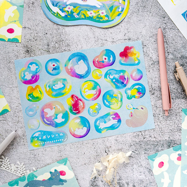 宮下和 / シール（A5サイズ）「シャボン玉」 – Cute Things from Japan