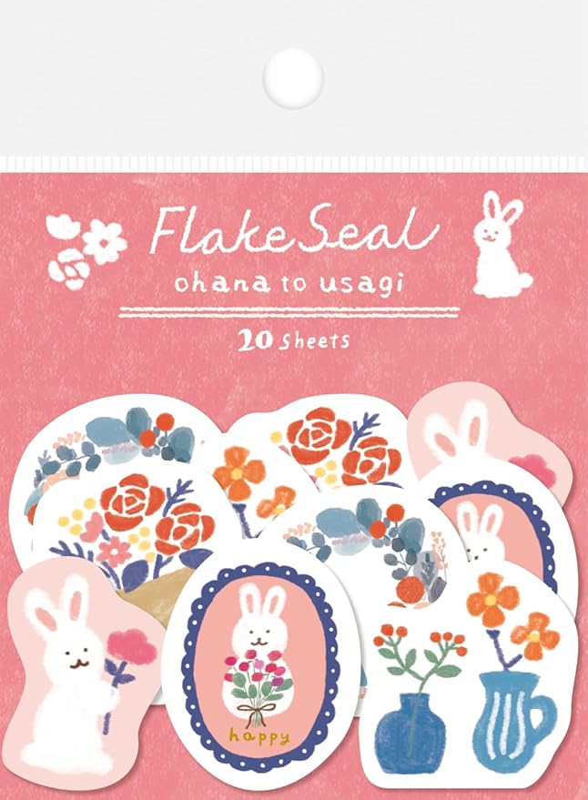 Winter Limited Flake Stickers - Flower and Bunny