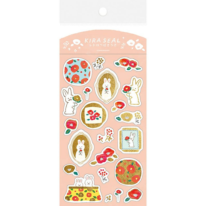 Winter Limited Shiny Planner Stickers - Flower Bunny