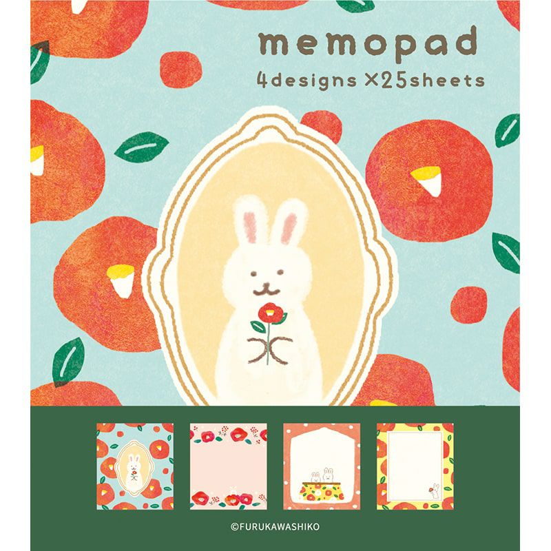 Winter Limited Memo Pad - Camellia and Bunny