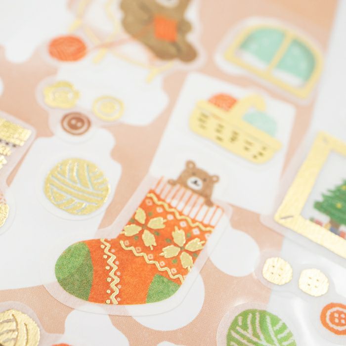 Winter Limited Shiny Planner Stickers - Knitting Bear