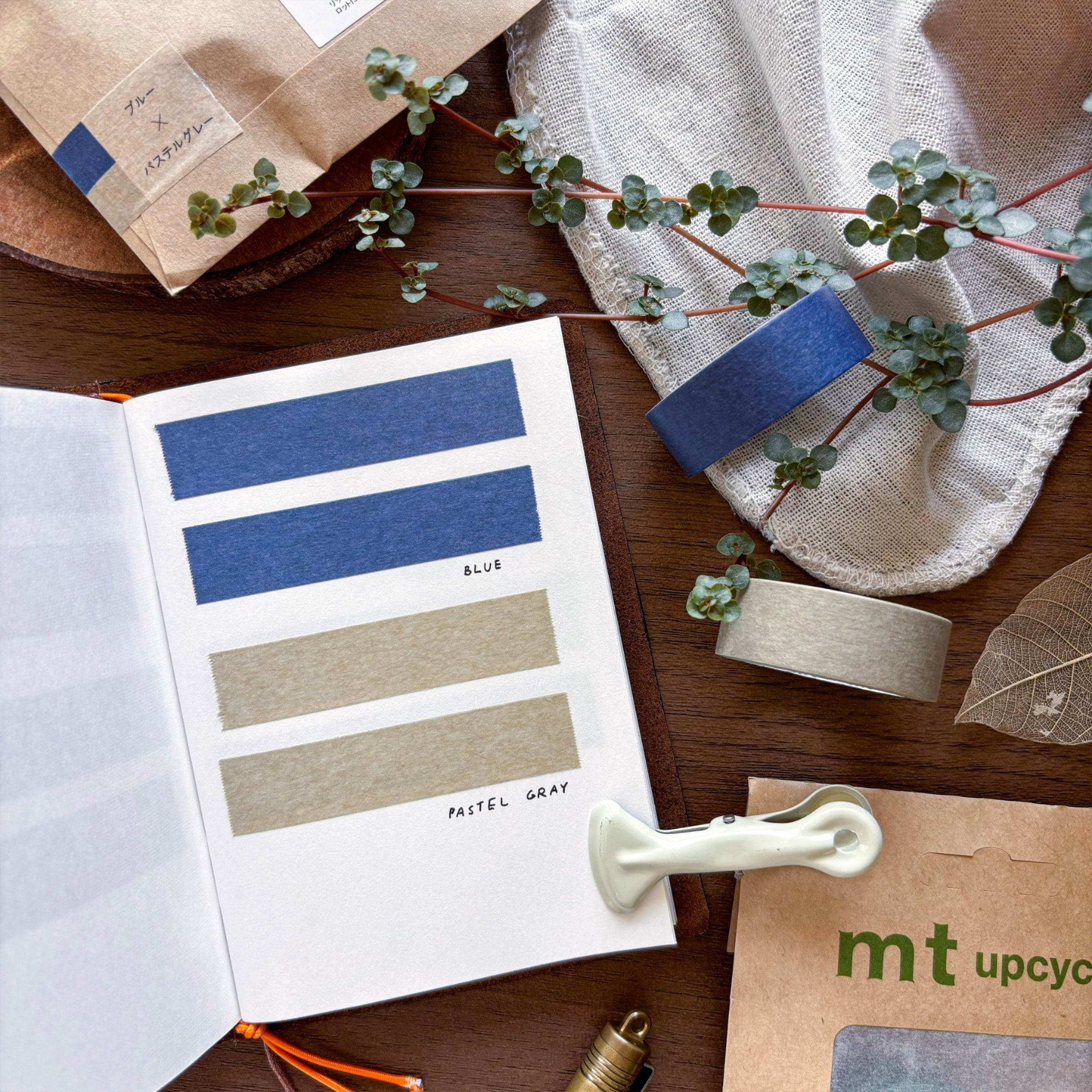 mt / Upcycle Washi Tape Set - Blue x Pastel Gray