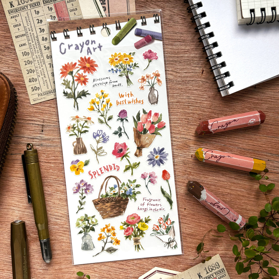 Crayon Art Stickers - Flowers