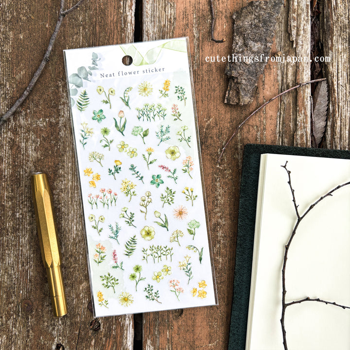 Neat Flower Stickers - Green Flowers