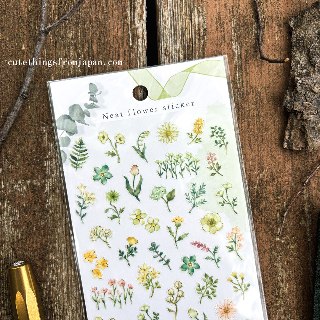 Neat Flower Stickers - Green Flowers