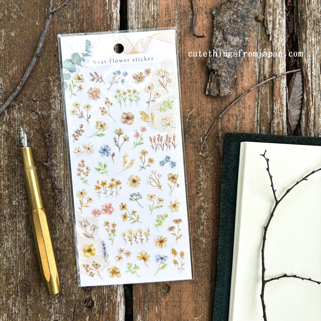 Neat Flower Stickers - Beige Flowers