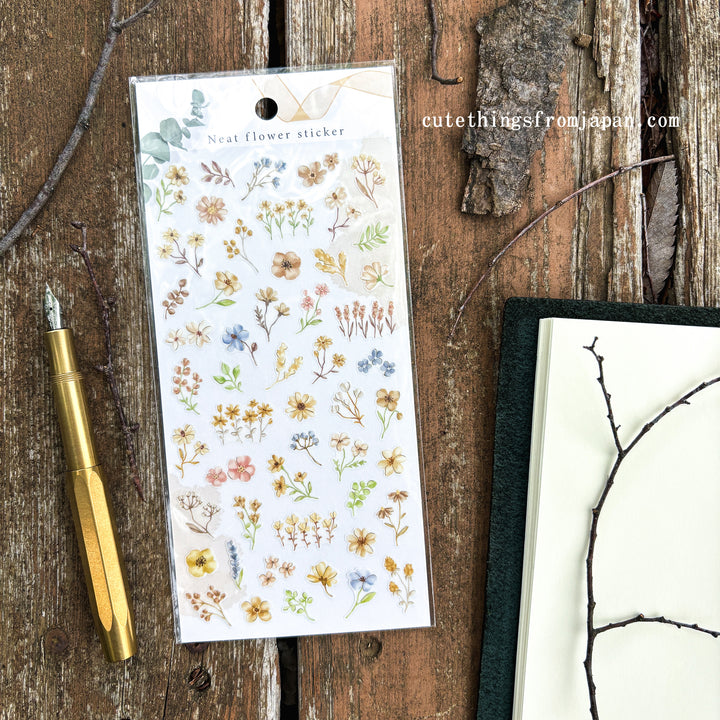 Neat Flower Stickers - Beige Flowers