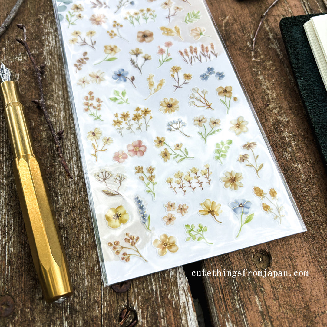 Neat Flower Stickers - Beige Flowers