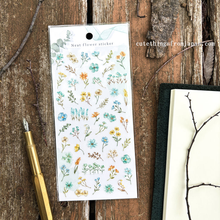 Neat Flower Stickers - Blue Flowers