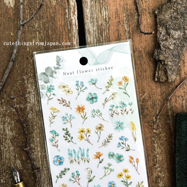 Neat Flower Stickers - Blue Flowers