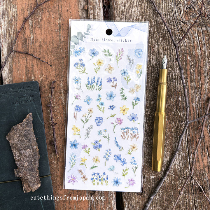 Neat Flower Stickers - Blue Flowers